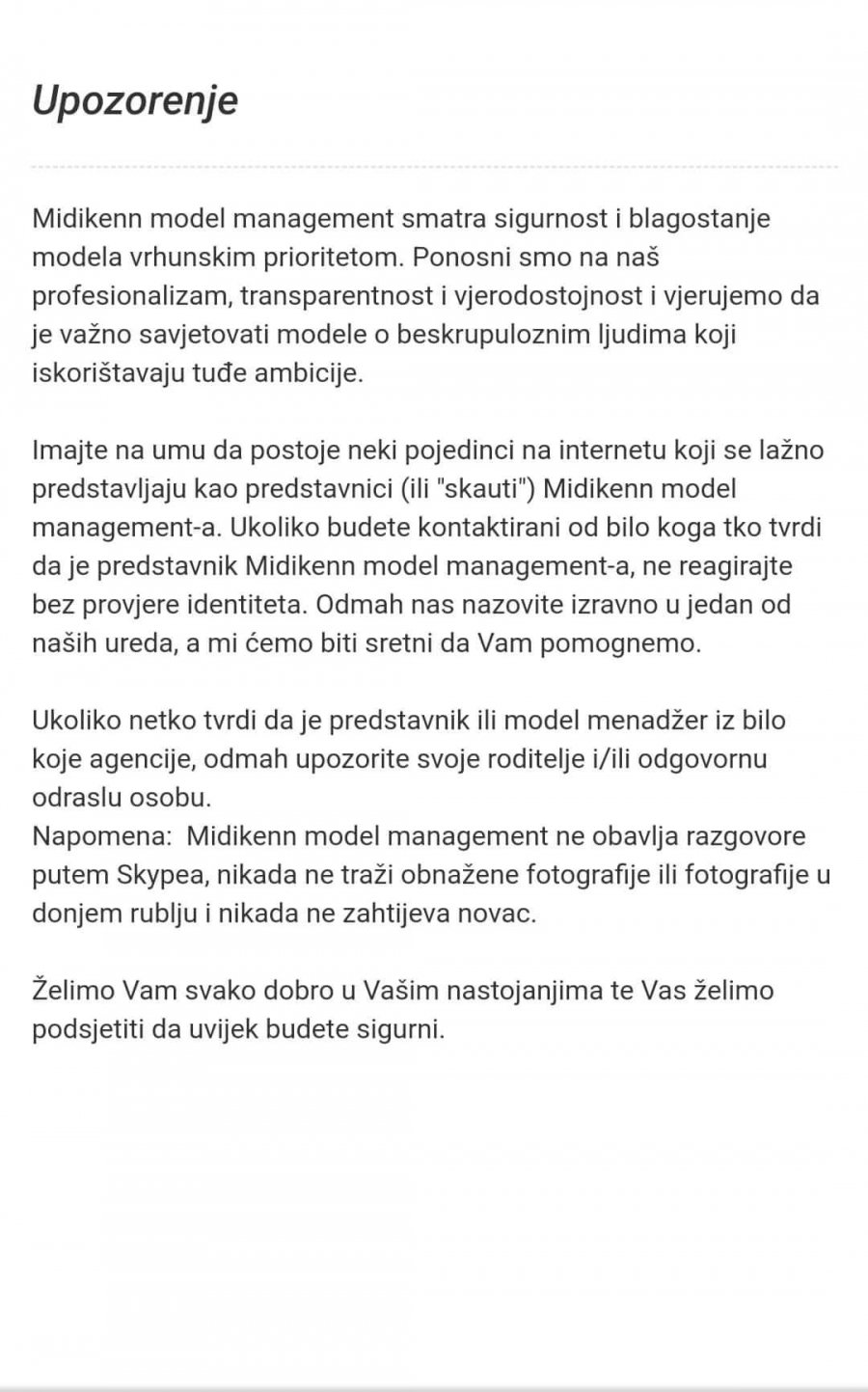 Važno upozorenje 